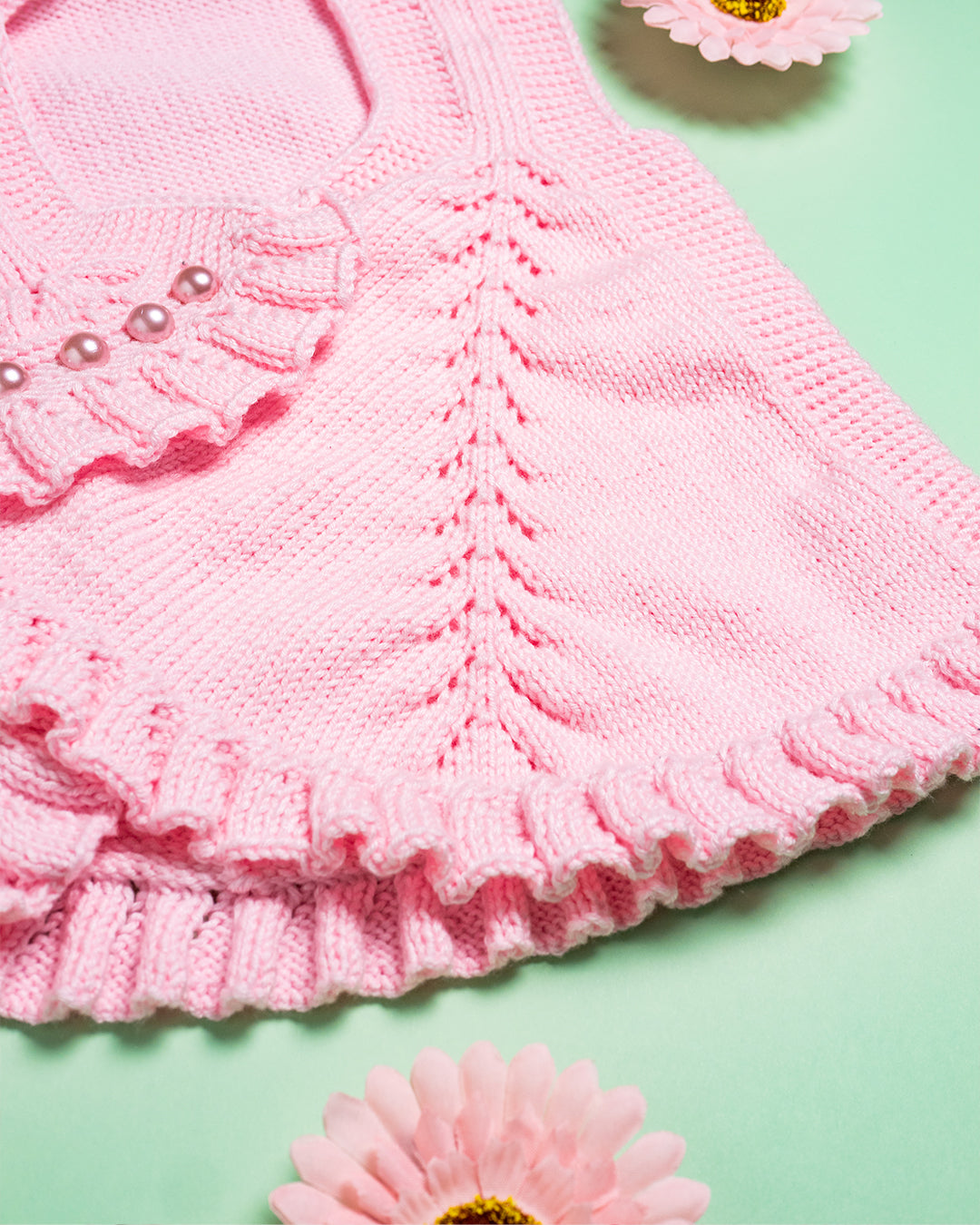 ROZA TELOVNIK S ČIPKAMI (6-9mesecev)